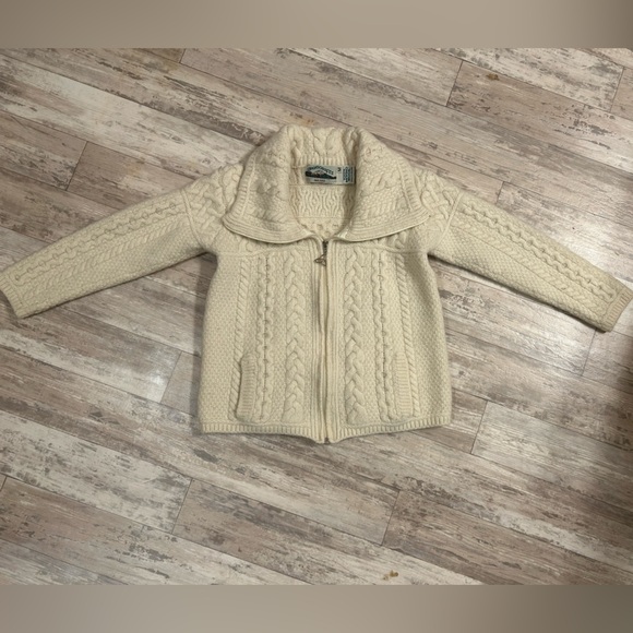 Aran Crafts Cream Merino Wool Sweater Made In Ireland - Picture 2 of 11